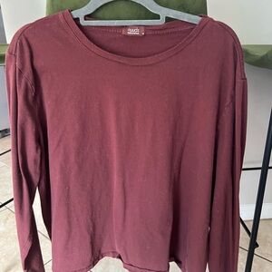 Nuuds Black Cherry long sleeve everyday tee in xl